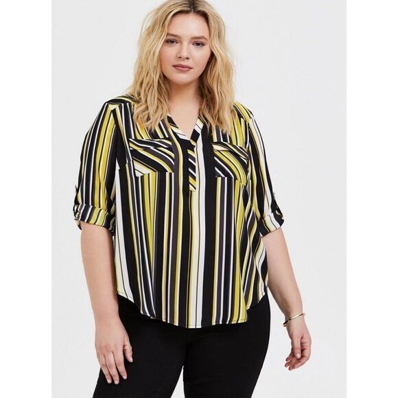 Torrid Harper Georgette Pullover 3/4 Sleeve Blouse - Picture 1 of 10